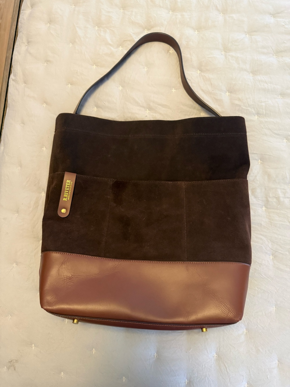 R. Riveter suede tote bag